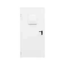 Дверь противопожарная металлическая однопольная ДПР-Олимп-01/30К с остеклением угловая коробка (0950-2075, Левая, RAL 9016)