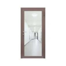 Дверь противопожарная остекленная однопольная ДПО-Олимп-01/60 (EIWS60) из стального профиля, торцевая коробка (980х2090мм), порог с притвором