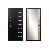 Металлическая дверь Лекс Витязь с зеркалом макси беленый дуб ( панель №45)